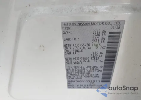 2018 Nissan Pathfinder Platinum from USA, damaged, VIN 5N1DR2MM9JC651915
